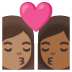 👩🏽‍❤️‍💋‍👩🏾 kiss: woman, woman, medium skin tone, medium-dark skin tone display on Google